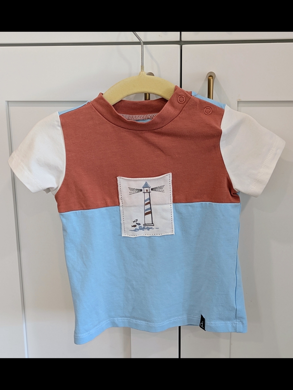 deux par deux Rust, Light Blue & White Lighthouse Tee